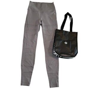 LULULEMON Wunder Under High Rise Tech Mesh Pant Gray 6 and FREE TOTE!